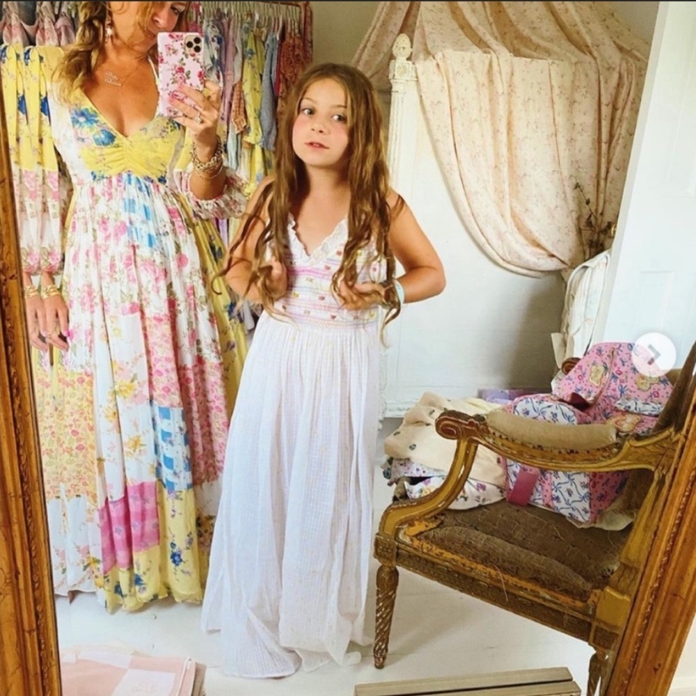 LOVESHACKFANCY Patchwork Silk Maxi Dress Founder Favorite - Picture 1 of 7